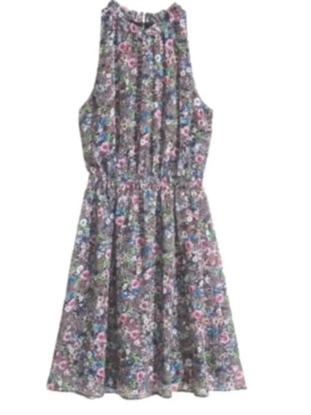 H&M Mulitcolour Floral Chiffon Sleeveless A-Line Dress Size 8 - Picture 2 of 15